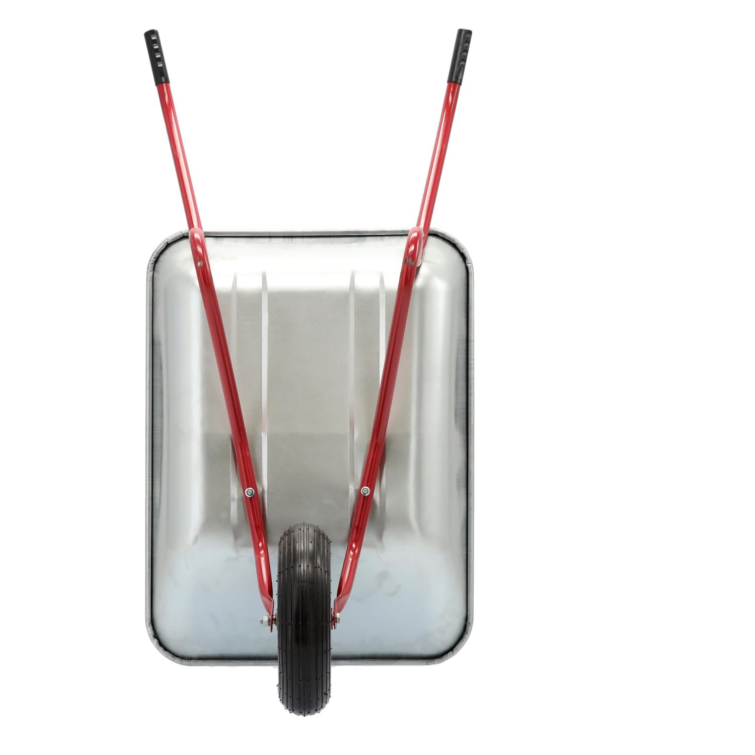 Garten Schubkarre 120 L, 100 kg Tragkraft - Verzinkte Stahlwanne – Luftreifen mit Metallfelge, Garten Schiebkarre, Transportkarre Garden Silber