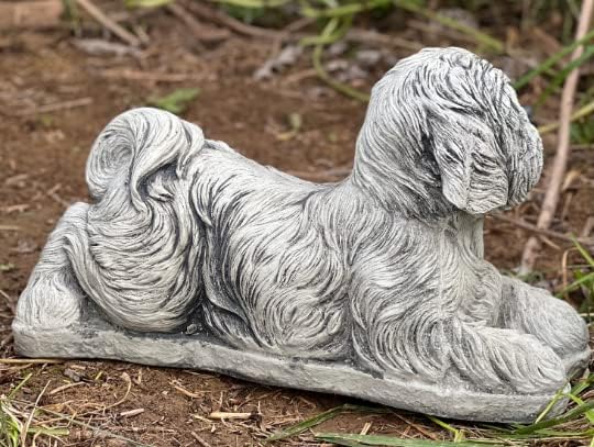 Laying Shih Tzu Figure for Home and Garden Realistic Shih tzu Figurine Concrete Garden Statue Stone Dog Sculpture