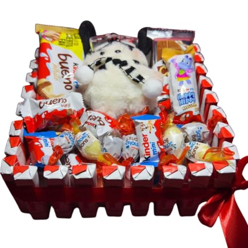 Donda's House® Tarta Kinder. Cesta Kinder. CONEJO. Happy Hippo. Huevos Kinde. Mini Chocolatinas. Contiene 56 Piezas. Regalo Ideal Pareja. Kinder Bueno, Schokobons.