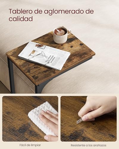 Miniatura 5 de Vasagle Let350b01 - Mesa Auxiliar Para Sofá, Mesa De Noche, En C, Bandeja De Tv, Para Salón, Dormitorio, Estilo Industrial, Color Marrón Rústico Y Negro