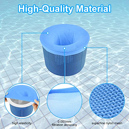 OFFCUP Skimmer Socken, 20pcs Skimmer Filter Netz, Filter Skimmer Pool, Skimmer Schwimmbadzubehör Für Oberflächenskimmer, Skimmerkorb Netz Nylon Entfernt Schlacken Blätter（Blau）