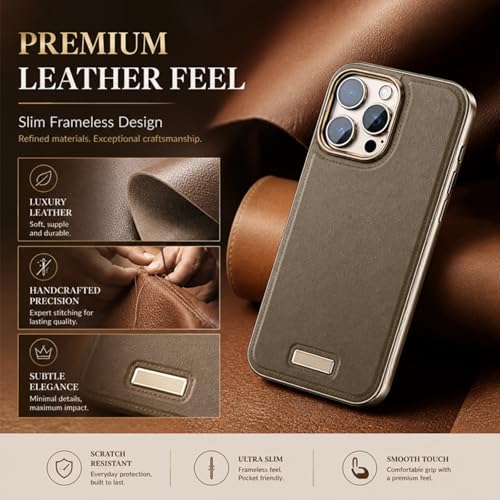Coque iPhone 13 Pro sans bords gris effet cuir en PC rigide - 2