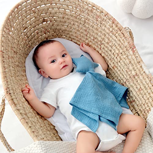 Image of insular Baby Lovey Blanket for Boys and Girls, Organic Cotton Muslin Security Blanket for Babies, Soft Breathable Lovie Soothing Towel for Newborn and Infant, Star&Moon(Pink)