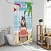 GABSHAIM Cute Cat Shower Curtain Maine Cooncat Drive a Car Bath Curtain Hello Summer Shower Curtains Waterproof Fabric Bathroom Decor 66x72 Inch Style 2