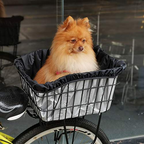 Hoobbii Rear Bike Basket, Waterproof Metal Wire Bicycle Basket with Adjustable Cargo Net and Waterproof Rainproof Cover… - Image 3