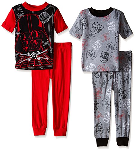 Star Wars Boys Darth Vader Red Lines and Dark Sides 4-Piece Pajama Set