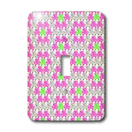 Imprimé vert à strass rose interrupteur simple plaque de finition bascule - 3