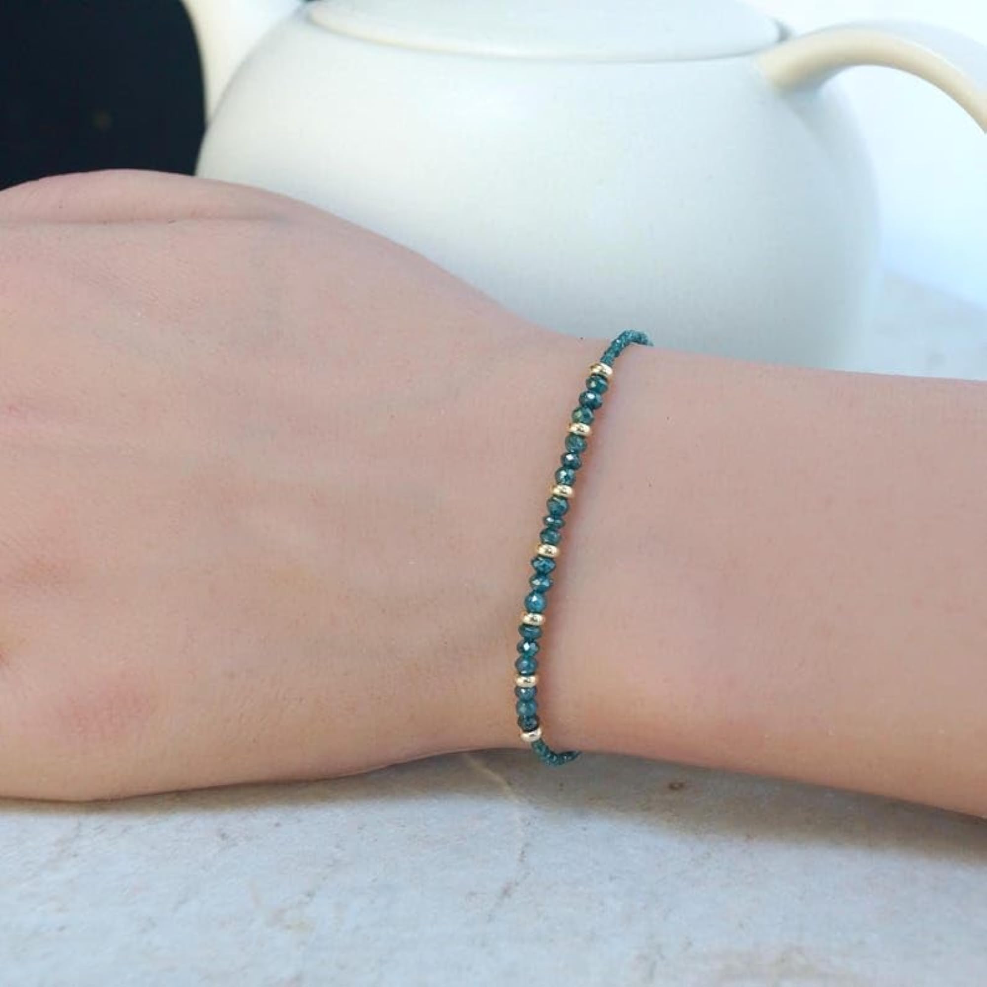 Blue Diamond Bracelet with Gold Plated Clasp