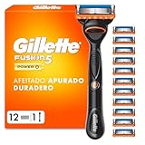 Gillette Fusion5 Power Maquinilla de Afeitar para Hombre con Recambios, 1 Mango, 12 Cuchillas con 5 Hojas, Banda de Gel Lubricante Y Recortadora de Precisión