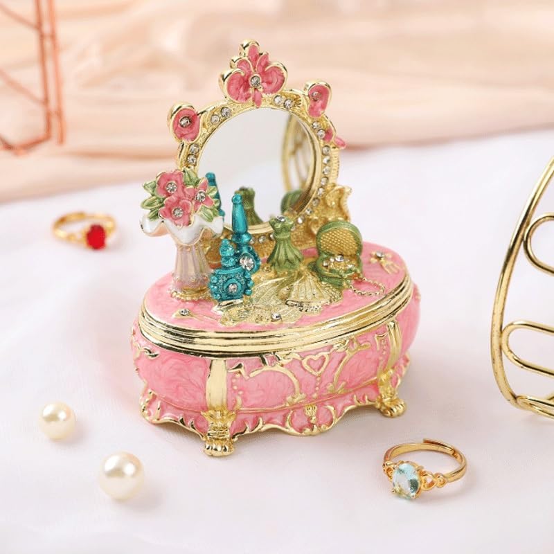 Metal Enamel Jewelry B ox in The Shape of Dressing Table Storage Home Decoration Items image 2
