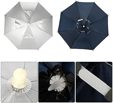 Chapeau Parapluie De Tête Pliable Double Couche Imperméable - Protection Soleil Pluie Cyclisme Pêche