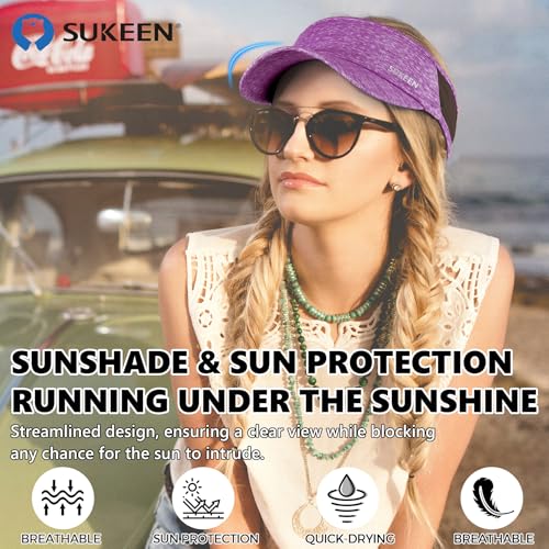 Image of Sukeen Sports Sun Visor Men Women Lightweight Portable Cooling Stretchy Visor Hat for Running, Golf, Daily Wear