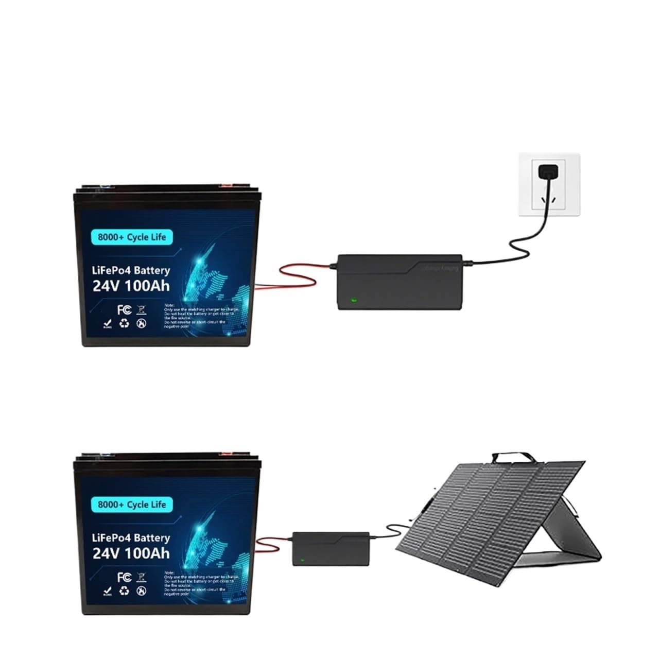 Pacco batteria a ciclo profondo LiFePO4 da 24 V, batteria di accumulo al litio ferro fosfato da 100 Ah 120 Ah 150 Ah 180 Ah 200 Ah(24V 200Ah LiFePO4)