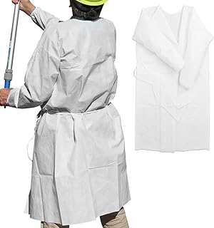 Disposable Non-Woven Protective Clothing Isolation Gowns Waist/Neck Ties White 10 Pack