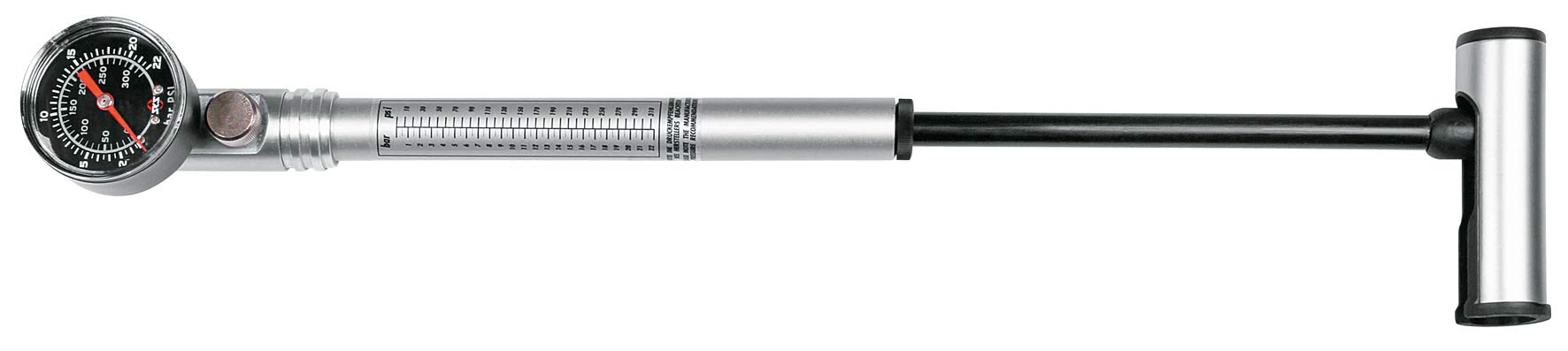 SKS Germany Bomba de Choque Profesional USP (Bomba de Bicicleta, Aluminio T-3103, manómetro de precisión, presión máxima: 22 Bar / 315 PSI, conexión de válvula: AV), Plata