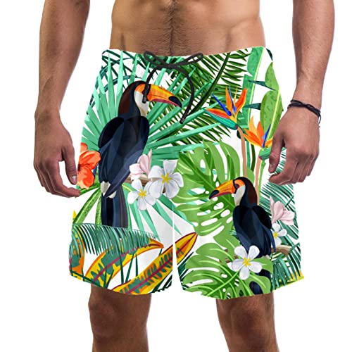 Short de Plage à Séchage Rapide Imprimé Toucan pour l'Été