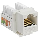 Cmple - RJ45 Keystone Jack 90 Degree Cat5e Keystone Jack Insert Punch Down RJ45 Connectors Female for Wall Plates, Patch Panels, Patch Cables, Ethernet Cables - White