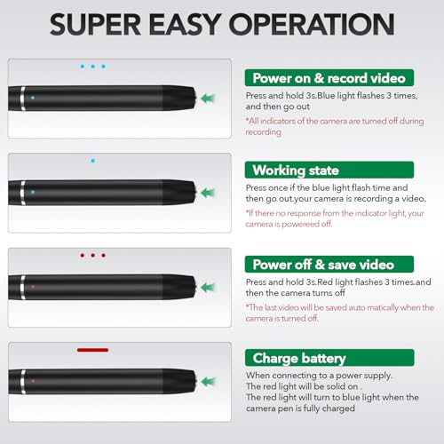 Image of 1080P Full HD Hidden Camera Pen, Mini Body Camera for Home & Nanny Use, Long Battery Life, Easy One-Button Operation (2026 Upgrade)