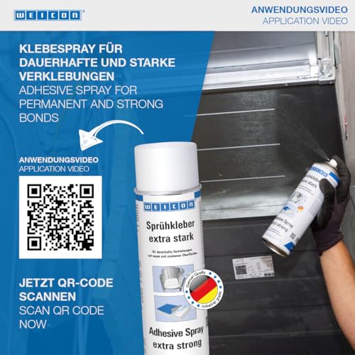 WEICON Sprühkleber extra stark 500 ml, transparentes Klebespray, für Filz, Schaumstoff, Leder, Teppich, Gummi, Holz