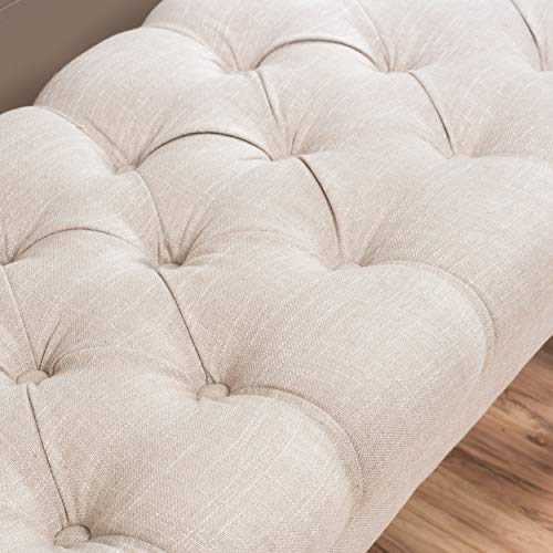 Christopher Knight Home Scarlett Tufted Fabric Ottoman / Bench, Light Beige - Thumbnail 4