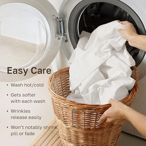 Image of California Design Den Queen Size Sheet Set - Luxuriously Soft 600 Thread Count Sateen, 100% Cotton Sheets, Deep Pocket Bedding Set with All Around Elastic for a Snug Fit - True Ivory