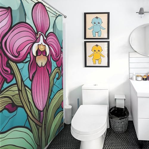 Rideau de douche fleur en polyester 152x183 cm avec 12 crochets