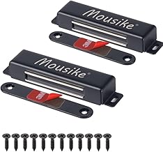Mousike loquet de porte magnétique 30 kg aimants d'armoire en acier inoxydable puissants pour armoire de cuisine penderie loquet de porte d'armoire (2 pièces noires)