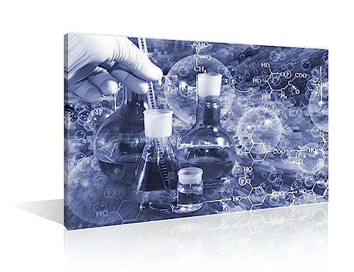 Image of TUMOVO Clinical Laboratoryr Modern Artwork Wall Decor 1 Panel Poster Chemical Equations Laboratory Research Concept Pictures Bathroom Decor Wall Art Print on Canvas Framed Ready to Hang, 24 inch Wx36 H