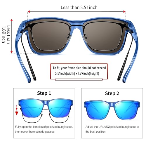 Image of URUMQI Polarized Sunglasses Fit Over Glasses for Men Women, Oversized Square Sun Glasses UV400 Protection