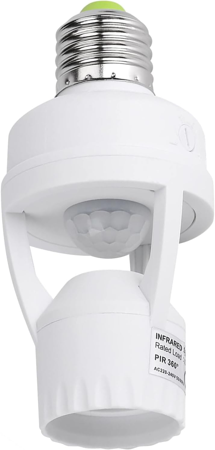 PIR Movement Sensor Mild Socket Good Screw in Mild Bulb Outlet Suitable with E26/E27 Movement Activated Bulb Holder Adapter Automated Management for Storage Storage Room