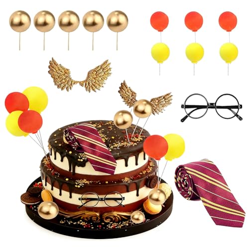Black Magic Cake Decoration Set Wizard Themed Cake Toppers 14PCS Cartoon Themed Birthday Supplies Cupcakes Wizard Supplies Party Decoration Birthday Party Supplie