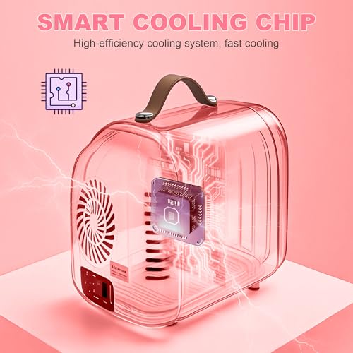 Enventor Mini-Kühlschrank 4L/6 Dosen, Kosmetik Kühlschrank mit Dimmbarem LED-Lichtspiegel, AC+12V DC, Kühler & Wärmer für Schlafzimmer, Zuhause, Auto/Hautpflege und Lebensmittel, Weiß