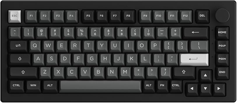 Akko 5075B Plus Mechanical Keyboard 75% Percent RGB Hot-swappable Creamy Keyboard with Knob, Black & Silver Theme with PBT Double Shot ASA Profile Keycaps V3 Creamy Yellow Pro Switch