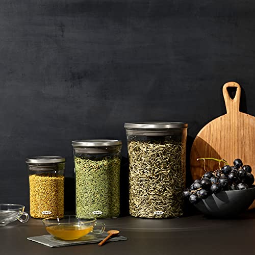 OXO Conjunto de 3 recipientes de vidro POP para armazenamento de alimentos – 0,6, 1,5 e 3,3 litros