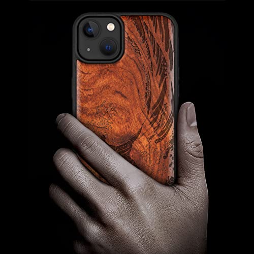 Coque compatible Magsafe iPhone 14 Plus bois gravé laser antichoc