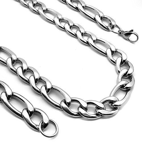 Preisvergleich Produktbild tumundo 1 Figarokette Panzerkette Königskette Silbern Ø3mm Edelstahl Herrenschmuck Halskette Figaro Kette Armband Herren Biker, Länge schmuck:50 cm