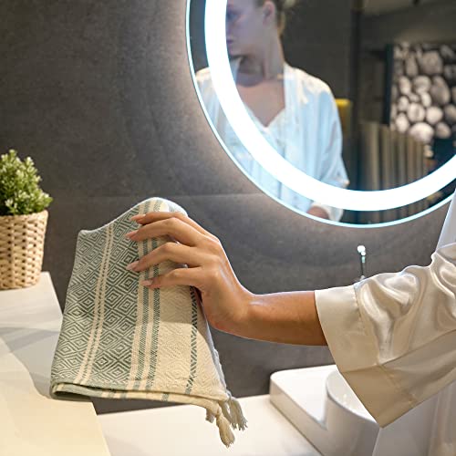 Bergama Turkish Cotton Hand Towels For Bathroom, Set Of 2 |%100 Cotton, 18X36 Inches, Farmhouse Decorative Boho Gift For Face, Hand, Hair, Bath Decor, Tea, Gym, Yoga, Dish & Kitchen (Teal Blue) #TOP2