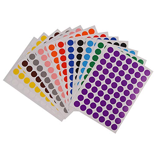 Weforu Dot Stickers, 19mm Sticky Coloured Dots, 12 Colors Round Stickers Dots Circle Color Coding Labels(2520pcs, 36Sheet, 12 Colors, 19mm)