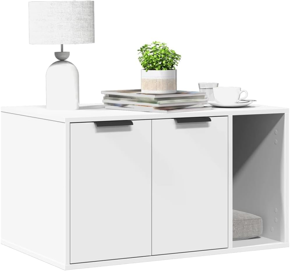 Top view of the cabinet with decorative items.
