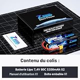 Zeee batterie LiPo 2S 5200 mAh 80C prise XT60, lot de 2 photo 6