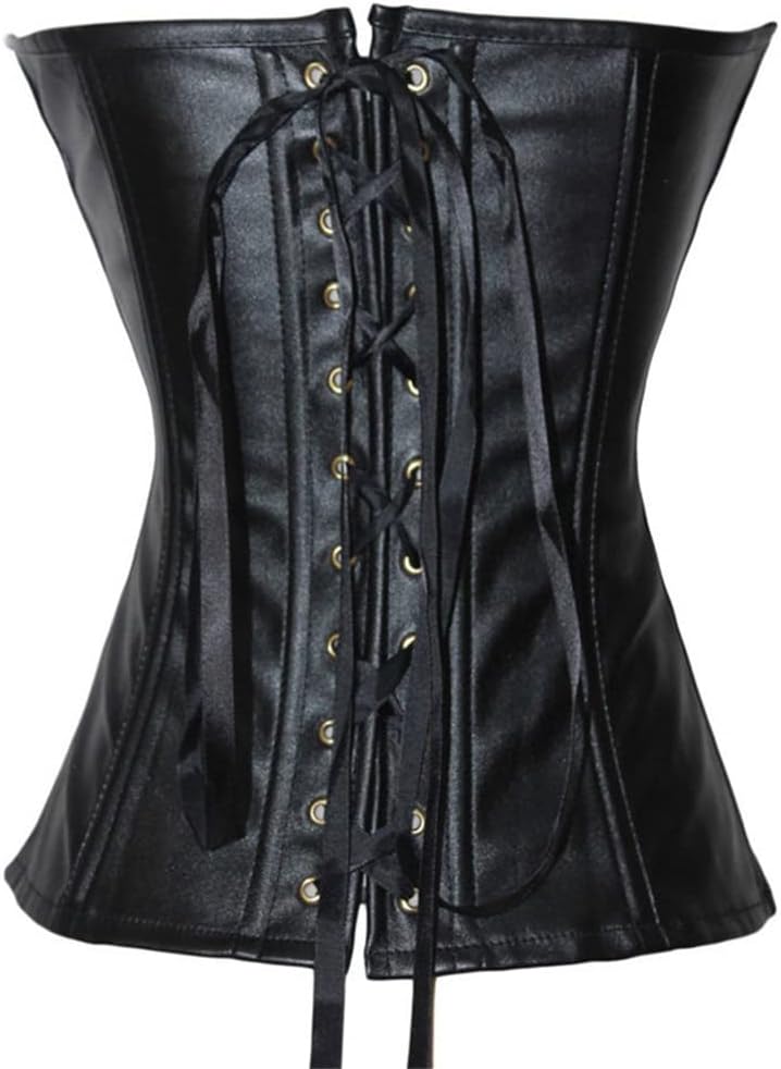 Leather Corset Steampunk Zipper Front Sexy Body Bustier Corset Women Waist Cincher Corsets