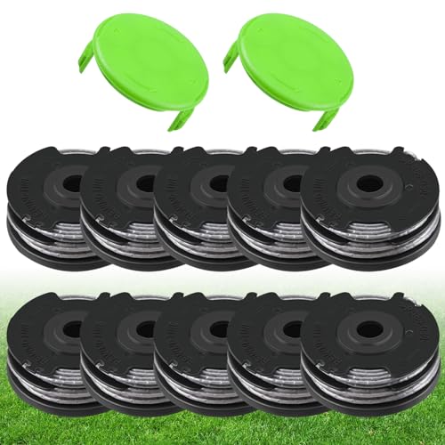 Kudoosen 2900719 Weed Wacker Spools for Greenworks 20ft 0.065 2101602 2101602A STBA40B210 2101602 ST40B410 Replacement Trimmer Spools 10-Line Spool + 2Cap