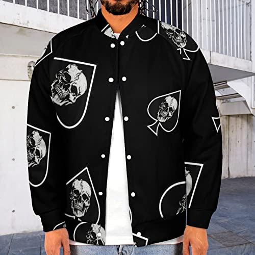 Skull Ace of Spades Men’s Bomber Jacket Baseball Sweatshirt Casual Varsity Coat Button Down Streetwear Coats2