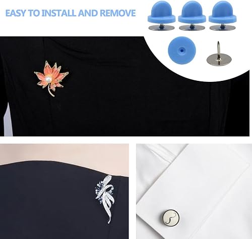 Miniatura 36 de Juego de 200 unidades/100 pines de goma de 0.394 pulgadas con pines de metal en blanco, tapa para pines de solapa, broches, corbatas, sombreros