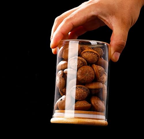 Miniatura 5 de 2 recipientes de vidrio de almacenamiento de alimentos de 8.5 fl oz, recipientes herméticos para alimentos con tapas de madera de bambú,