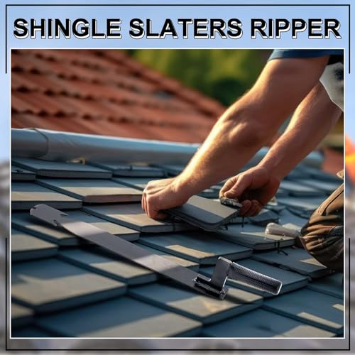 Image of Shingle Slaters Ripper, Steel Roof Ripper Shingle Remover Slate Puller Rip Slate Slating Nail Remover for Slaters Roofers Roofing(Black,18 Inch)