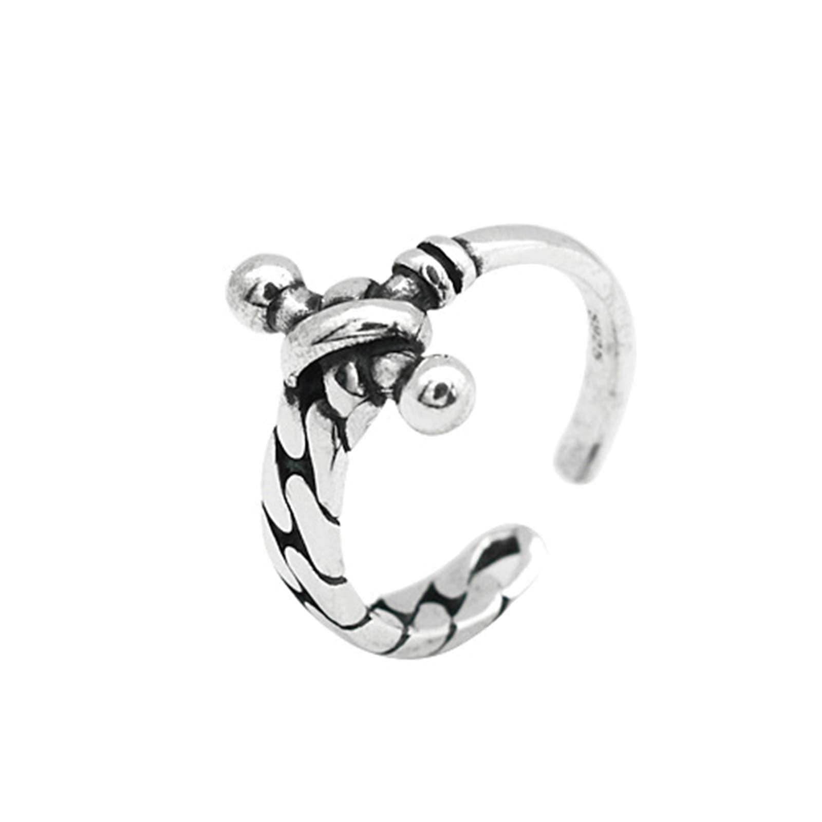Retro-Kettenring aus 925er Sterlingsilber für Damen mit Kreuzanhänger, Verstellbarer Edelstahl, stilvoller Ring für Teenager, Jungen und Mädchen