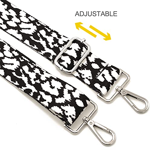 Image of Replacement Purse Strap Adjustable Crossbody Handbag Stripe Wide (Blue- (silver-black Metal))