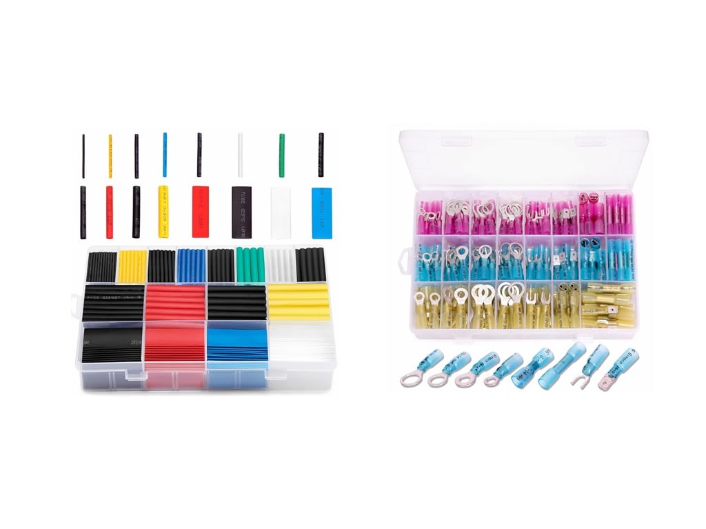 580pcs 2:1 Heat Shrink Tubes + 250pcs Heat Shrink Wire Connectors Bundle