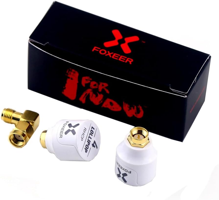 FOXEER 2pcs FPV Antenna Lollipop V4 5.7G 2.6dBi Super Mini RHCP Stubby Antenna SMA Male for RC Drone FPV Racing Quadcopeter Multicopter TX/RX (White) …